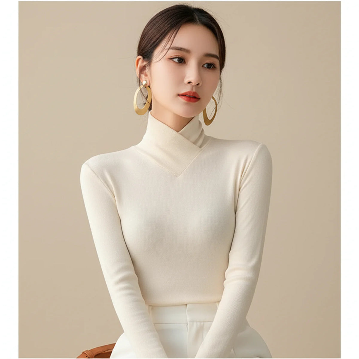 Fitted Turtleneck Sweater for Women