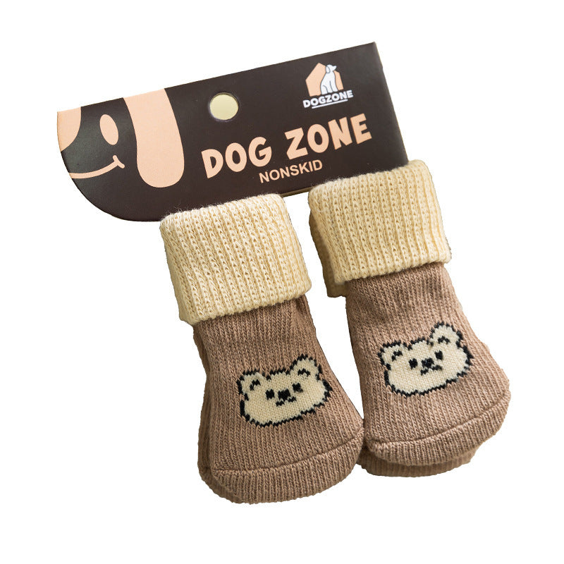 Non-Slip Cotton Dog Socks - Set of 4