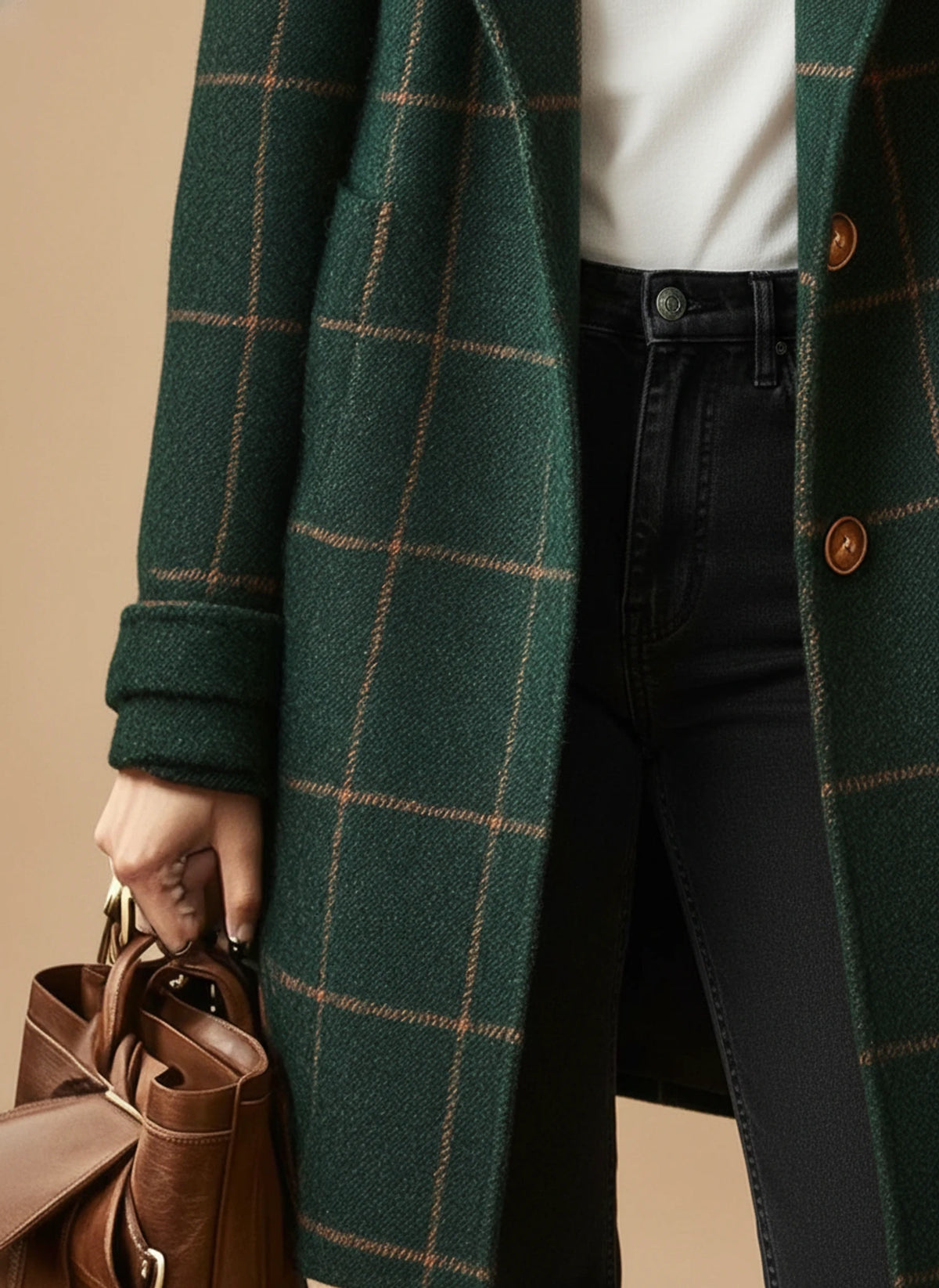 Plaid Long Coat for Women