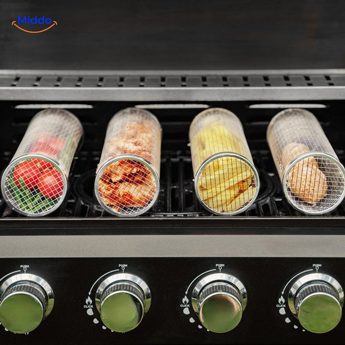 RollingGrill™ - No more sticking and loss of food between the grates!