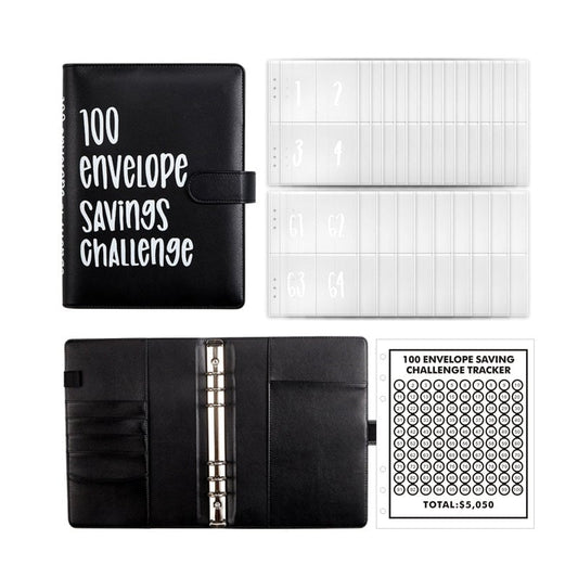 100-Envelope Cash Savings Binder - PU Leather Budget Organizer