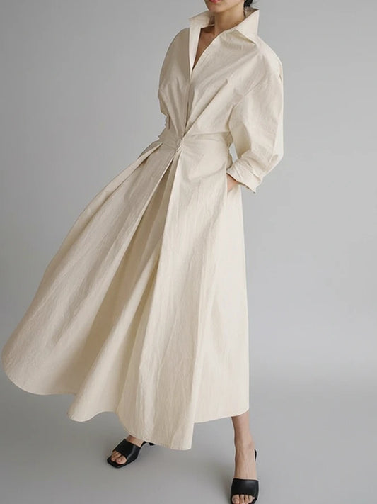 Collared A-Line Midi Dress for Women
