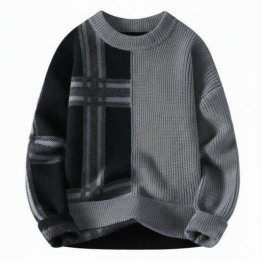 Color Block Plaid Sweater for Men