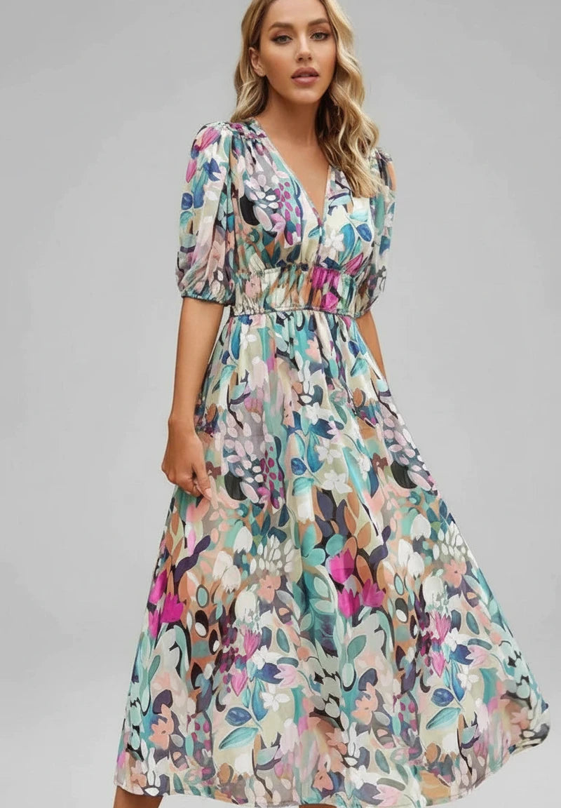 Floral A-Line Midi Dress for Women