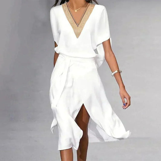 V-Neck Wrap Midi Dress for Women - Image 1