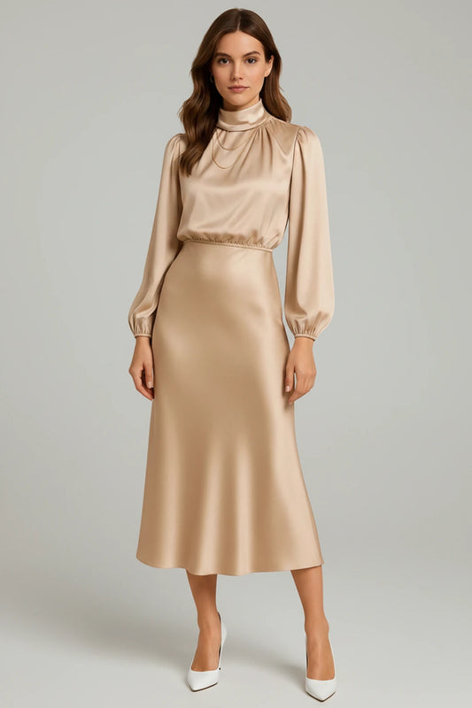 Long Sleeve A-Line Midi Dress for Women