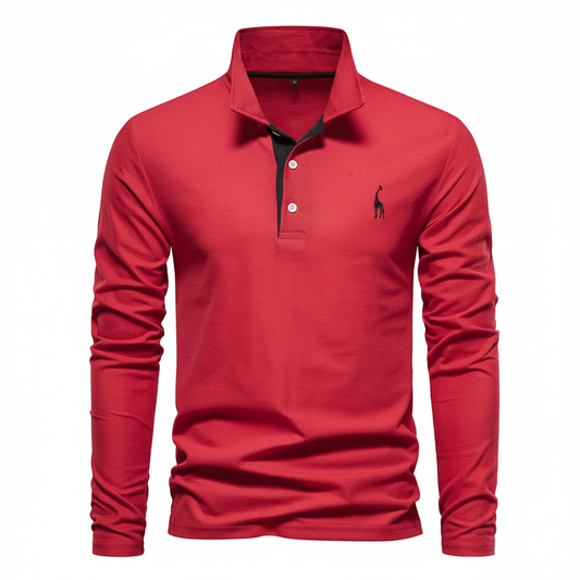 Slim Fit Long Sleeve Polo Shirt for Men