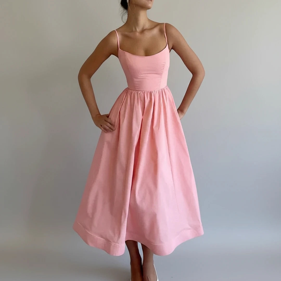 Women's Spaghetti Strap A-Line Midi Dress