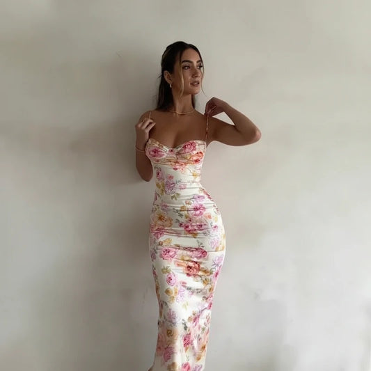 Women's Spaghetti Strap Bodycon Midi Dress