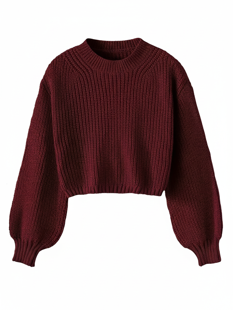 Cropped Crew Neck Sweater for Women