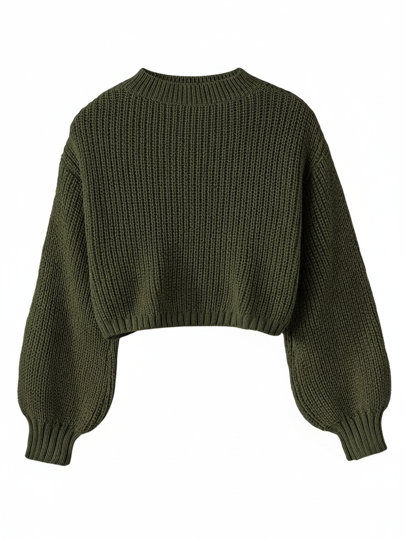 Cropped Crew Neck Sweater for Women