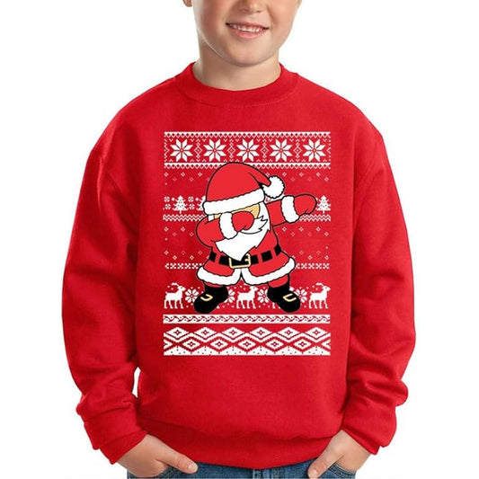 Boys' Christmas Sweater - Warm Kids' Sweatshirt with Cheerful Santa Motif