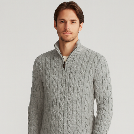 Image of Brad | Men's Quarter-Zip Cable Knit Sweater