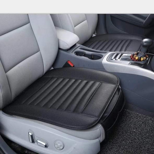 Car Seat Cushion with Leather Cover and Bamboo Charcoal for Front or Rear Seat