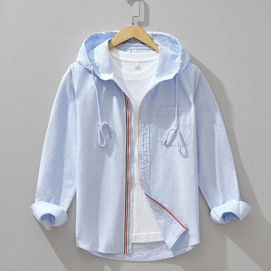 Image of Carlton | Men's Long Sleeve Button-Up Hooded Shirt