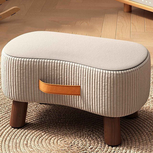 Contemporary Nordic Portable Synthetic Fabric and Pine Living Room Footstool