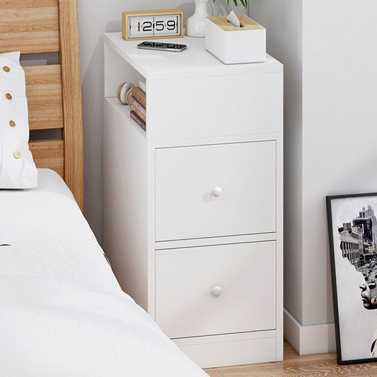 Contemporary Scandinavian Square MDF 2-Drawer Bedroom Nightstand