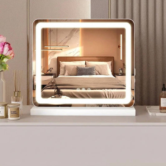 Dimmable LED Vanity Makeup Mirror with 3 Color Modes and Touch Screen