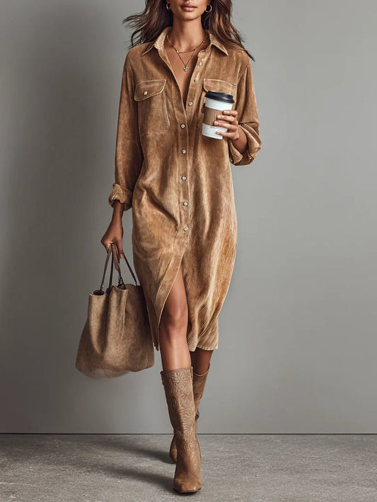 Image of Donna | Women's Button-Down Midi Shirt Dress