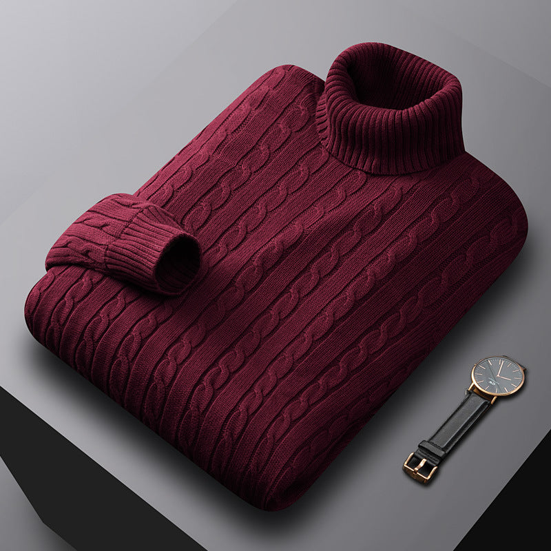 Image of Drake | Men's Turtleneck Cable Knit Sweater