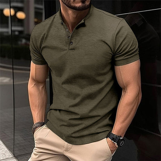 Image of Easton | Men's Short Sleeve Henley Polo Shirt