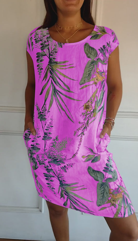 Image of Emily | Women's Floral Print Casual T-Shirt Dress