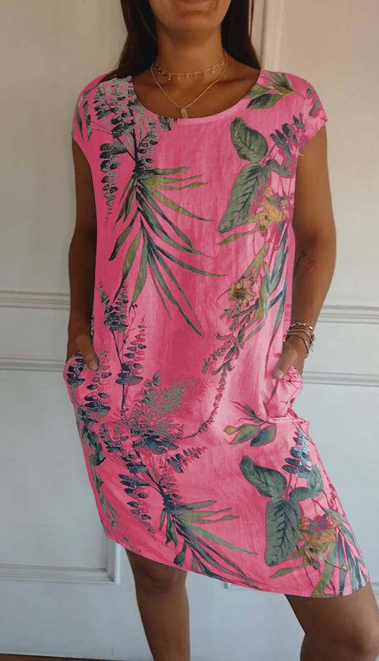 Image of Emily | Women's Floral Print Casual T-Shirt Dress