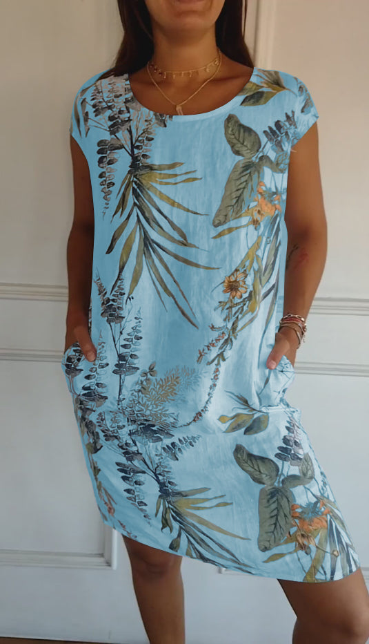 Image of Emily | Women's Floral Print Casual T-Shirt Dress