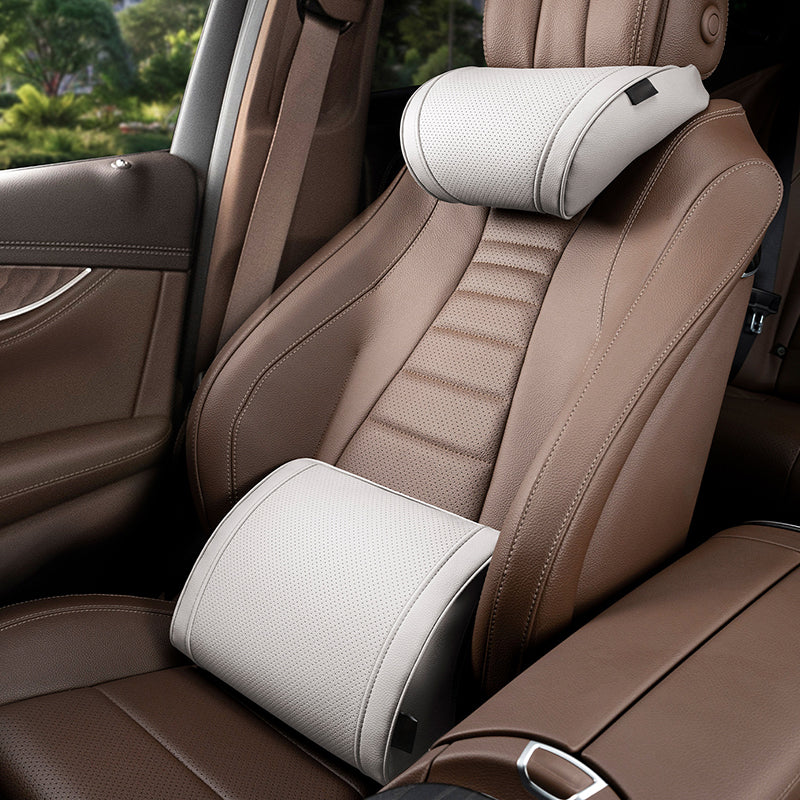 Ergonomic Memory Foam Car Support Set - Lumbar Cushion and Headrest