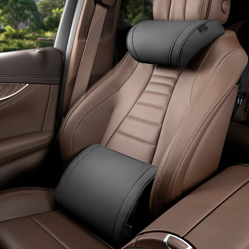 Ergonomic Memory Foam Car Support Set - Lumbar Cushion and Headrest