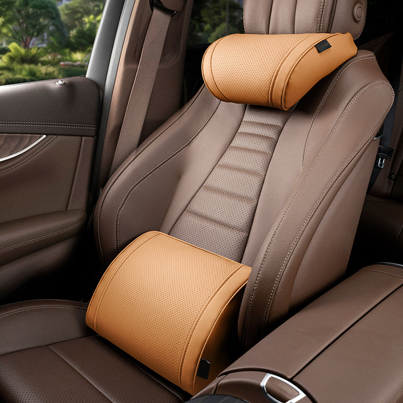 Ergonomic Memory Foam Car Support Set - Lumbar Cushion and Headrest