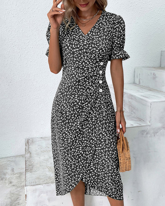 Image of Esme | Women's V-Neck Wrap Midi Dress