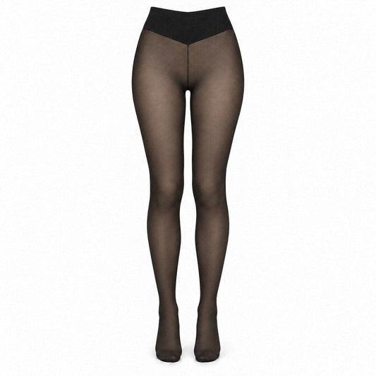 Fleece-Lined Tights with Sheer Look