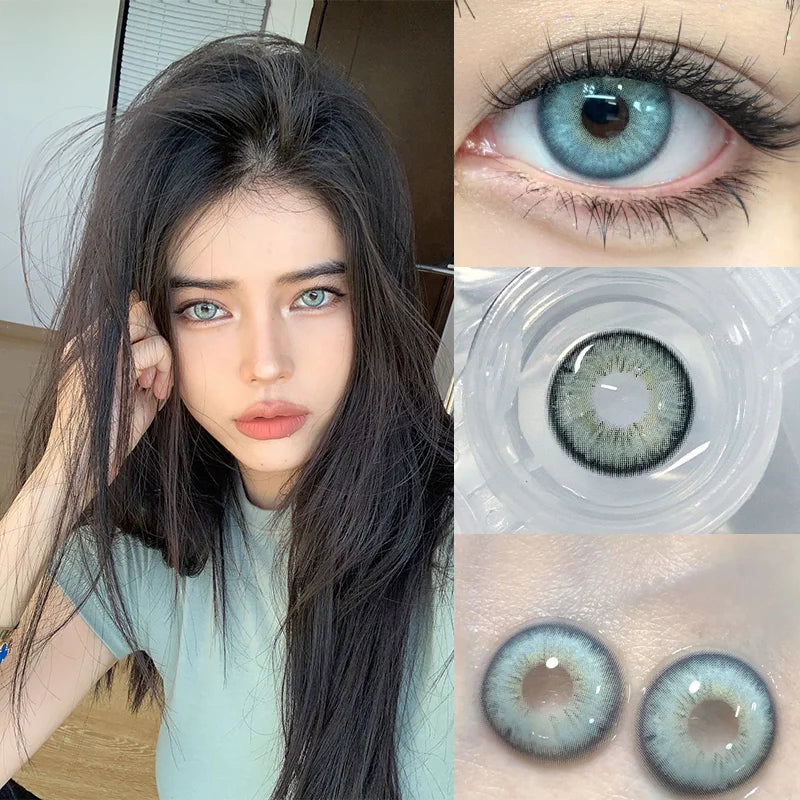 Dopiv | 1 Pair New Colored Contact Lenses with Diopters Natural Lenses Blue Lenses Bestsellers Green Pupil Cosmetics Fast Shipping