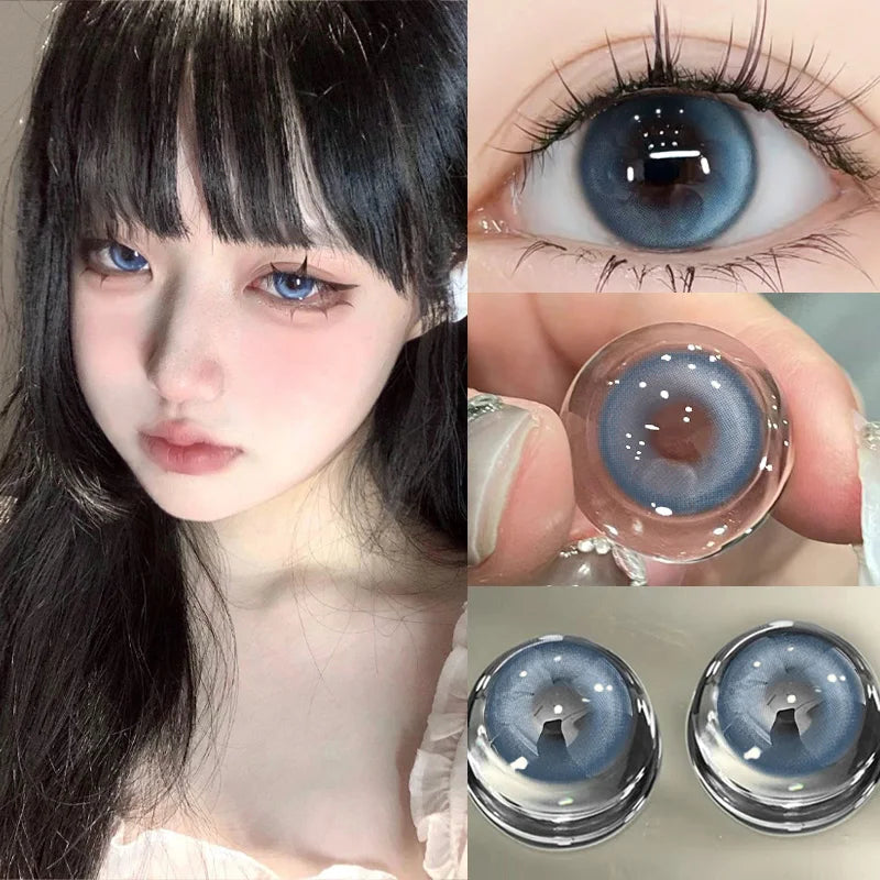 Dopiv | 1 Pair New Colored Contact Lenses with Diopters Natural Lenses Blue Lenses Bestsellers Green Pupil Cosmetics Fast Shipping