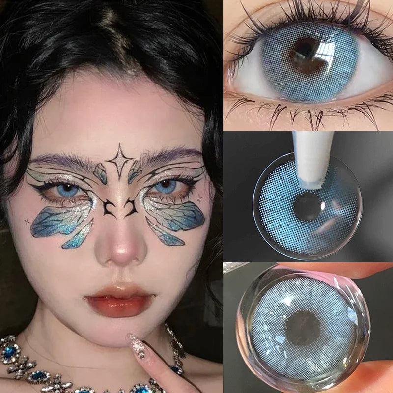 Dopiv | 1 Pair New Colored Contact Lenses with Diopters Natural Lenses Blue Lenses Bestsellers Green Pupil Cosmetics Fast Shipping