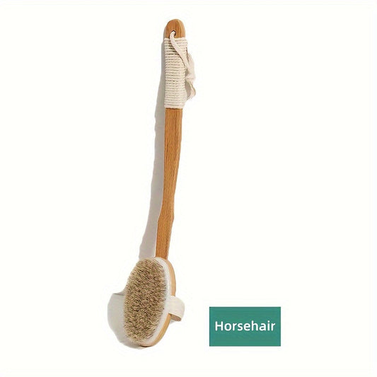 Dopiv | Back Boar Bristles Cleaning Sponge for the Shower - Long Wooden Handle Bath Sponge Brush, Soft Natural Bristles for Back Cleaning
