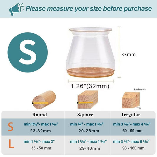 Dopiv | Clear Silicone Chair Leg Caps with Integrated Felt Pads