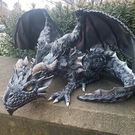 Dopiv | Crouching Dragon Guardian Statue: Gothic Outdoor Decoration