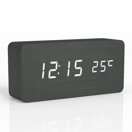Dopiv | Digital Wooden Alarm Clock | LED Display, Silent Operation