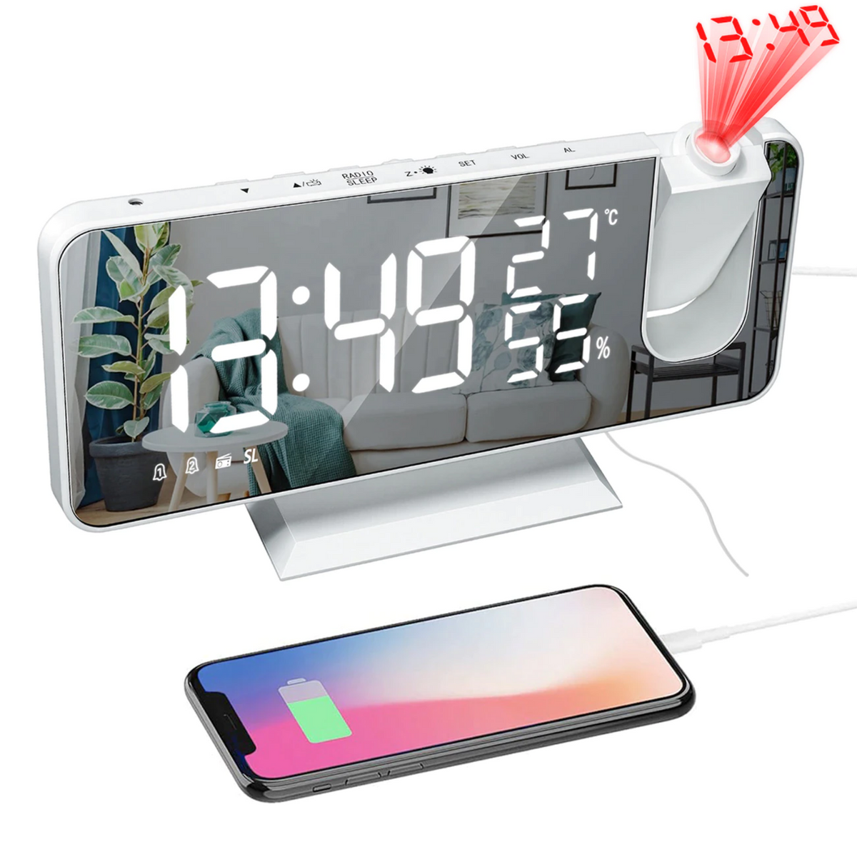 Dopiv Dopiv™ Astronatic™ | The Best Alarm Clock with LED Screen - 180° Projector - USB Charger