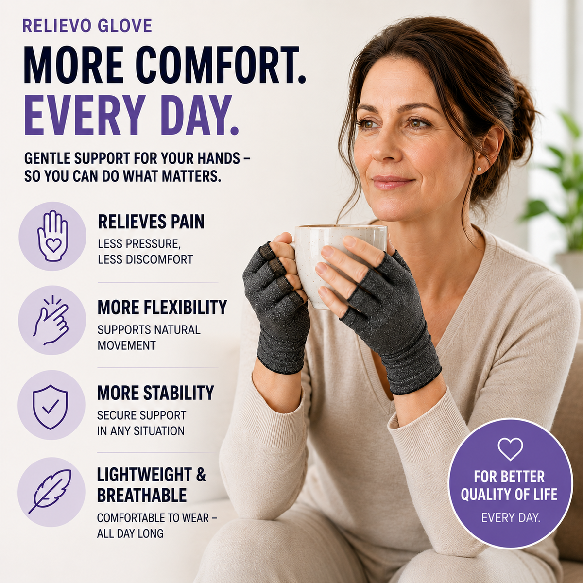 Dopiv | RelievoGlove Half Finger Compression Glove
