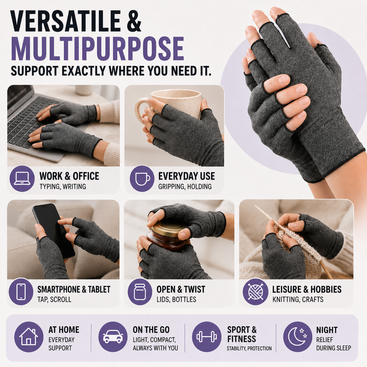Dopiv | RelievoGlove Half Finger Compression Glove