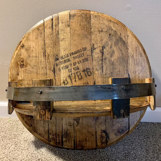 Dopiv | Whiskey Barrel Wall Shelf | Rustic Solid Wood Design | Round