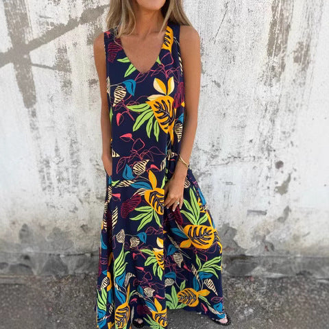 Image of Gale | Women's Sleeveless V-Neck Maxi Dress