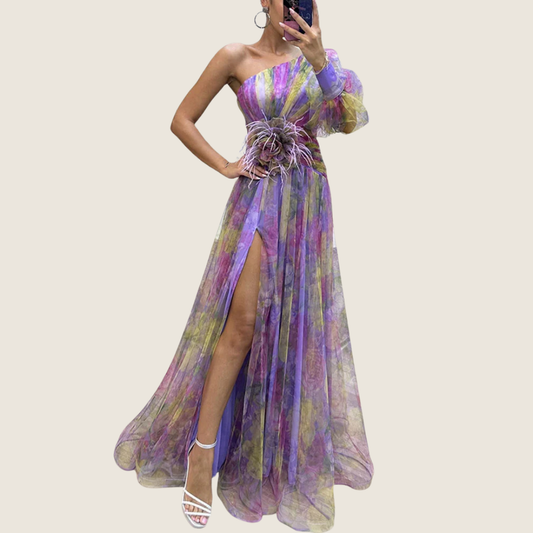 Image of Gloria | Women's One Shoulder Floral Maxi Dress