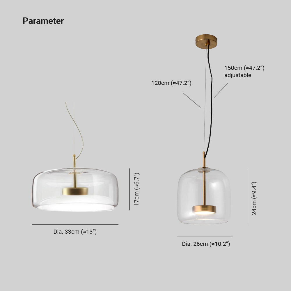 Hailie Retro LED Pendant Lamps Gold Amber Metal Glass Bedroom