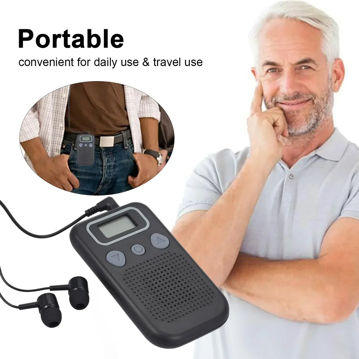 Hearing Aid Sound Amplifier – Battery-Powered In-Ear Hearing Enhancement Device with Headset for Seniors and Adults