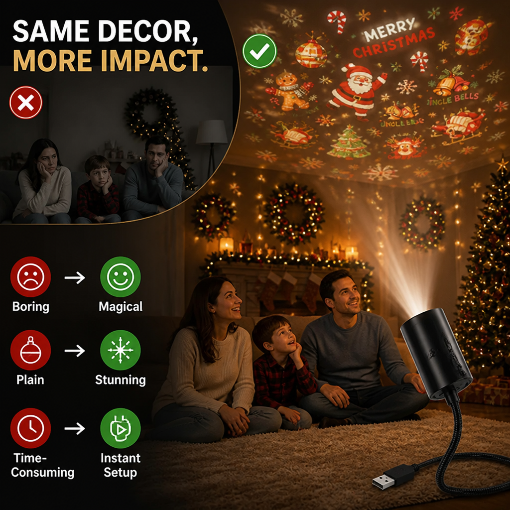 Holiday Light Projector - Instant Festive Scenes for Every Room