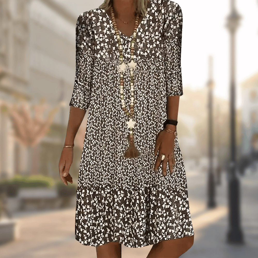 Image of Jamie | Women's V-Neck A-Line Midi Dress